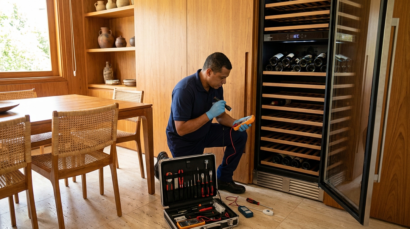 Substituição do termostato de uma adega climatizada em Palmas‑TO
